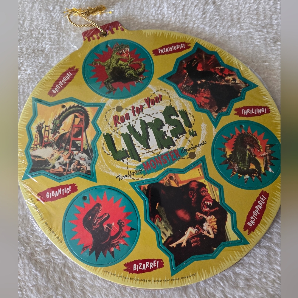 Blue Q Deluxe Die-Cut Terrifying Monsters Tree Ornaments Melinda Beck Art NIP